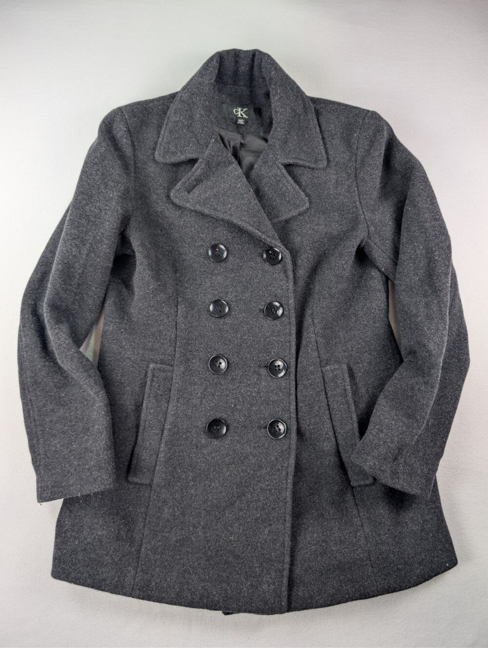 Calvin Klein Women’s S Charcoal Gray Double Breasted Pea Coat